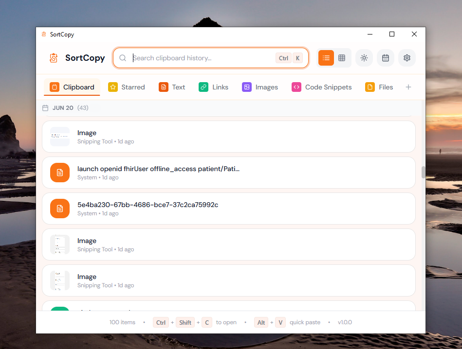 SortCopy clipboard manager